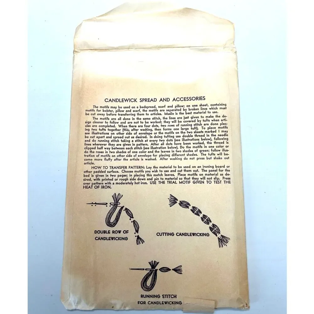 Vintage Candlewicking Hot Iron Transfers Sears, Roebuck‎ and Co. #4100 B HTF